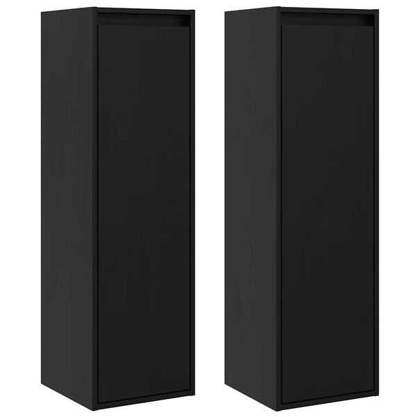 vidaXL Wall Cabinets 2 pcs Black 30x30x100 cm Solid Pinewood