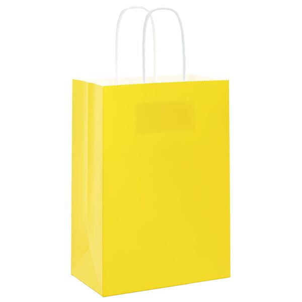 vidaXL Paper Bags 50 pcs with Handles Yellow 15x8x21 cm