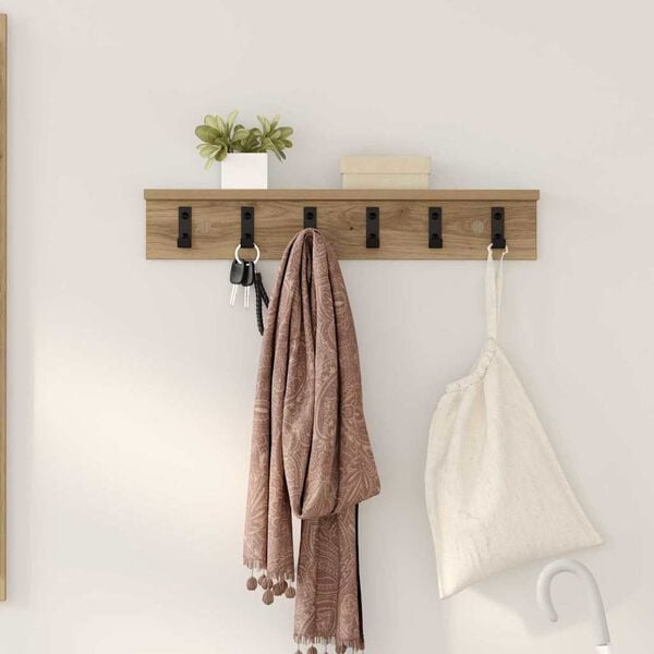 vidaXL Wall-Mounted Coat Rack Artisan Oak 60 x 10.5 x 10.5 cm