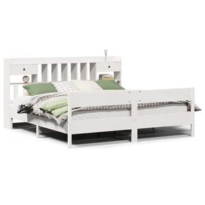 vidaXL Bookcase Bed without Mattress White 180x200cm Solid Wood Pine