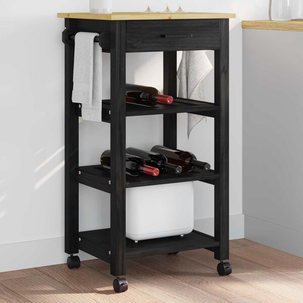 vidaXL Kitchen Trolley Plain Black 88.5 x 40 x 48 cm