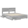 vidaXL Bed Frame with Drawer Grey Sonoma 160 x 200 cm Engineered Wood