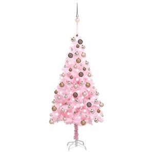 vidaXL Artificial Pre-lit Christmas Tree with Ball Set Pink 180 cm PVC