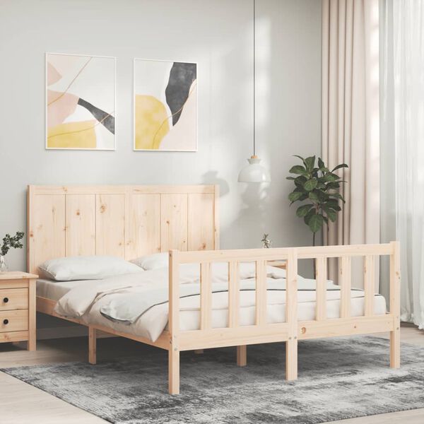 vidaXL Bed Frame without Mattress Double Solid Wood Pine