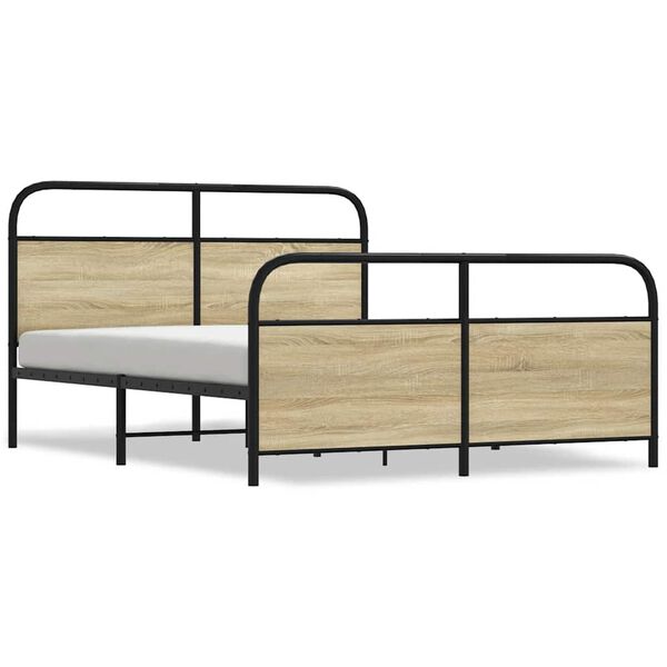 vidaXL Metal Bed Frame without Mattress Sonoma Oak 150x200 cm King Size