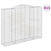 vidaXL Arched Gabion Baskets 15 pcs 300x50x220/240 cm Galvanised Iron