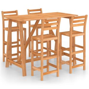 vidaXL Outdoor Bar Set | Natural wood | Solid acacia wood | Medium | Footrest