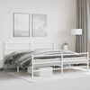 vidaXL Metal Bed Frame without Mattress with Footboard&nbsp;White 193x203cm