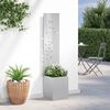 vidaXL Garden Privacy Screen Floral Sliver 32 x 140 cm Stainless steel