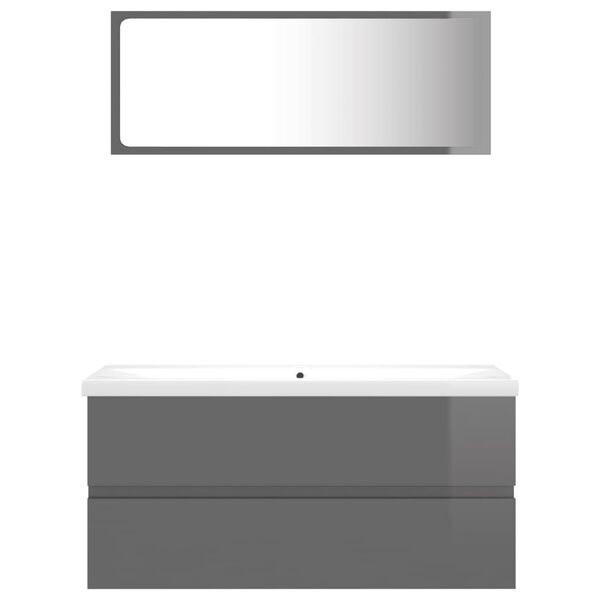 vidaXL Bathroom Furniture Set High Gloss Grey Engineered Wood