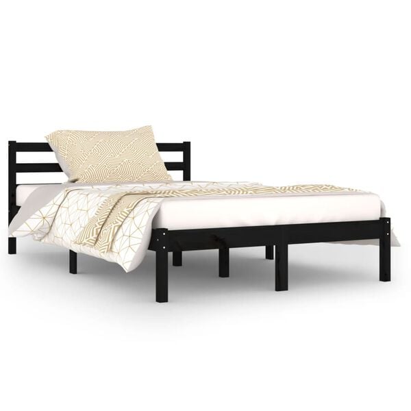 vidaXL Bed Frame without Mattress Solid Wood Pine 120x200cm Black