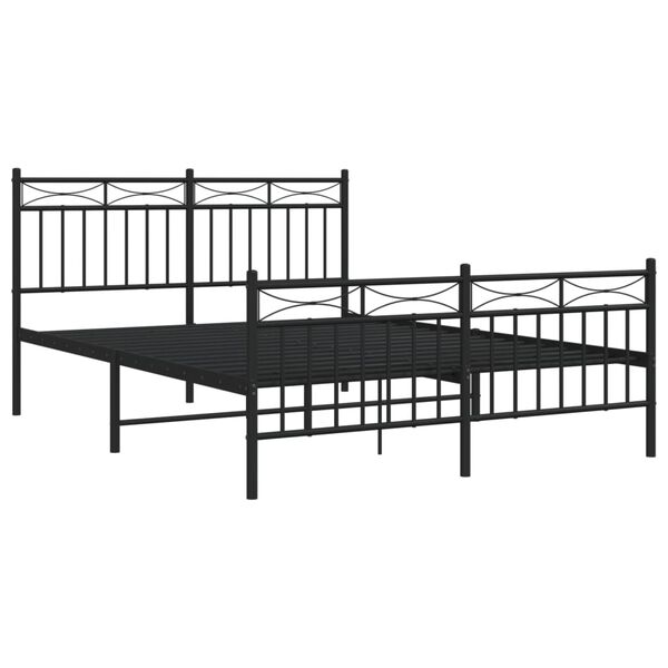 vidaXL Metal Bed Frame without Mattress with Footboard Black 140x190cm