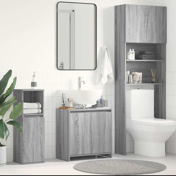 vidaXL Bathroom Cabinet Grey Sonoma 60x33x61 cm Engineered Wood