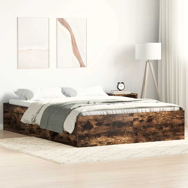 vidaXL Bed Frame without Mattress Smoked Oak 120x190 cm Small Double Small Double