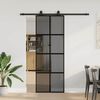 vidaXL Sliding Door with Hardware Set Black 76x205 cm Tempered Glass