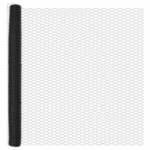 vidaXL Hexagonal Fence with Post 10 x 1.6 m PVC-Coated Steel Grey Mesh