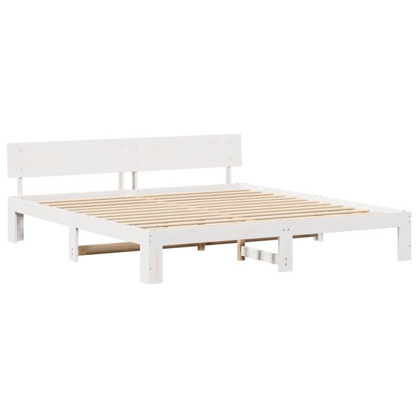 vidaXL Bed Frame with Headboard White 180 x 200 cm Solid Pine Wood