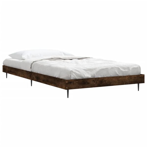 vidaXL Bed Frame without Mattress Smoked Oak 90x190 cm Single Engineered Wood