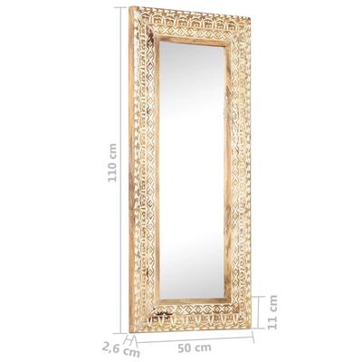 vidaXL Hand-Carved Mirror 110x50x2.6 cm Solid Mango Wood