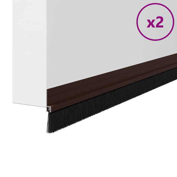 vidaXL Self-adhesive Door Brush Seals 2 pcs Brown 100 cm