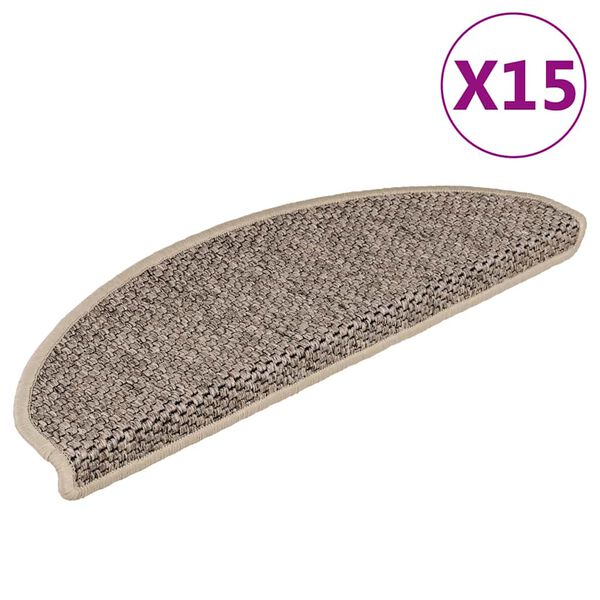 vidaXL Stair Mats Self-adhesive Sisal-Look 15 pcs 65x21x4 cm Dark Beige