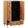 vidaXL Highboard with Door Natural 60 x 33.5 x 100 cm Solid Mango Wood