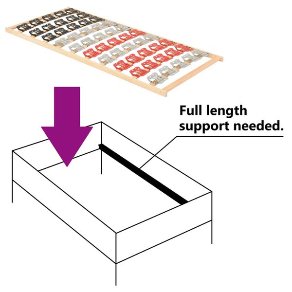 vidaXL Bed Frame without Mattress with 12 Slats & Supports 80x200cm