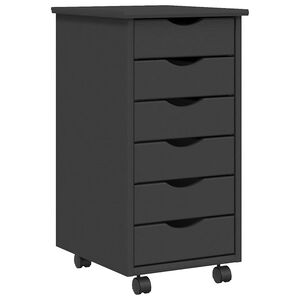 vidaXL Rolling Cabinet with Drawers "MOSS" Grey Solid Wood Pine