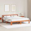 vidaXL Bed Frame with Headboard Wax Brown 180 x 200 cm Solid Pine Wood