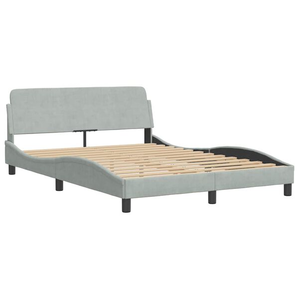vidaXL Bed Frame "Dover" Light Grey 135x190 cm Double Velvet
