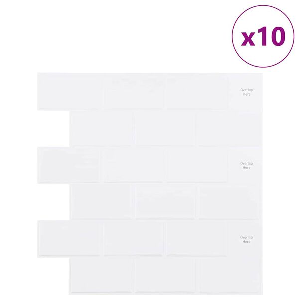 vidaXL Subway Tile 10 pcs White 30.5 x 30.5 cm Polyurethane and PET