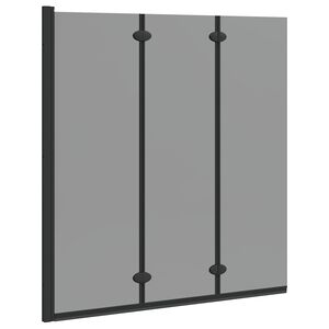 vidaXL Bath Shower Screen Manual Black 130 x 138 cm Tempered Glass