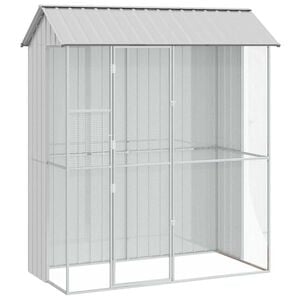vidaXL Bird Cage with Storage Grey 215 x 110 x 247 cm Galvanised steel