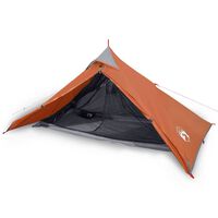 vidaXL Camping Tent 1-Person Grey and Orange Waterproof