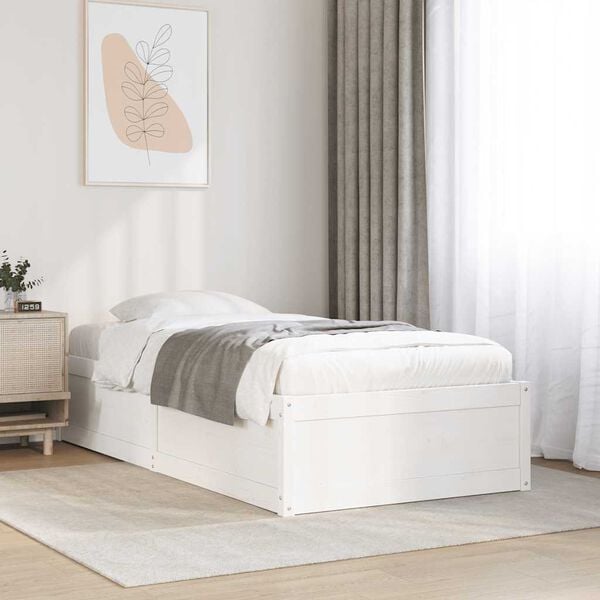 vidaXL Bed Frame without Mattress White 90x190 cm Single Solid Wood Pine