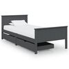 vidaXL Bed Frame without Mattress Dark Grey Solid Wood Pine 90x200 cm