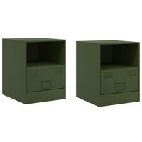 vidaXL Bedside Cabinets 2 pcs Olive Green 34.5x39x44 cm Steel