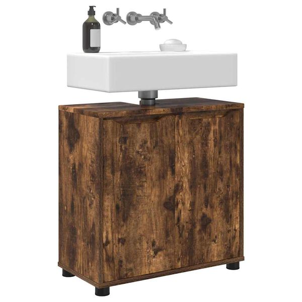 vidaXL Bathroom Basin Cabinet with Shelf Smoked Oak 60 x 30 x 60 cm