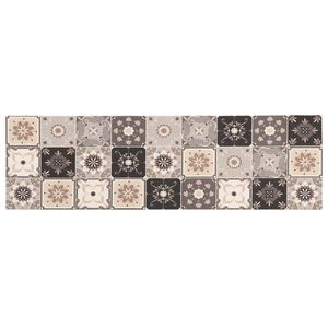 vidaXL Kitchen Rug Grey and Beige Mosaic 150 x 45 cm 100% Polyamide