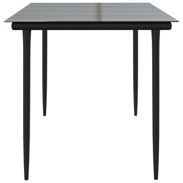 vidaXL Garden Dining Table Black 160x80x74cm Steel and Tempered Glass