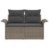vidaXL Garden Sofa with Cushion Grey 141 x 62 x 69cm Poly Rattan