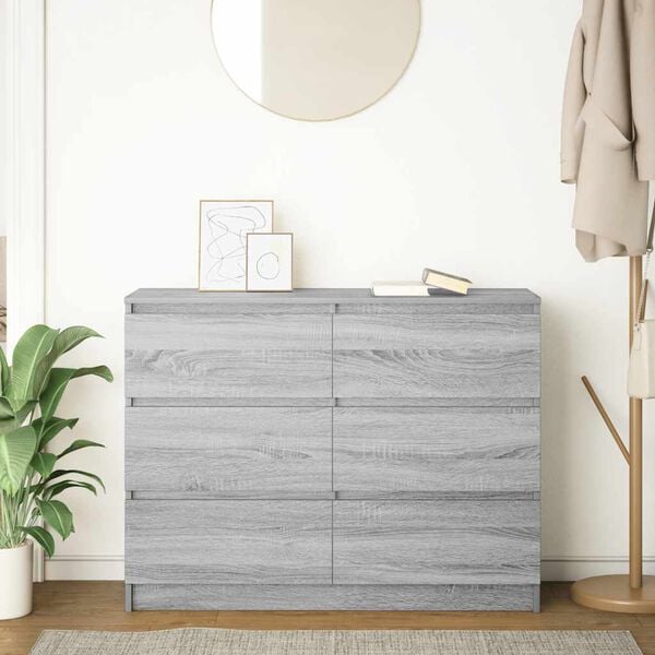 vidaXL Sideboard Grey Sonoma 100x35x76 cm Engineered Wood