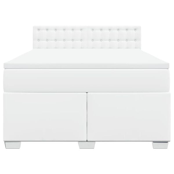 vidaXL Box Spring Bed with Mattress White 140x200 cm Faux Leather