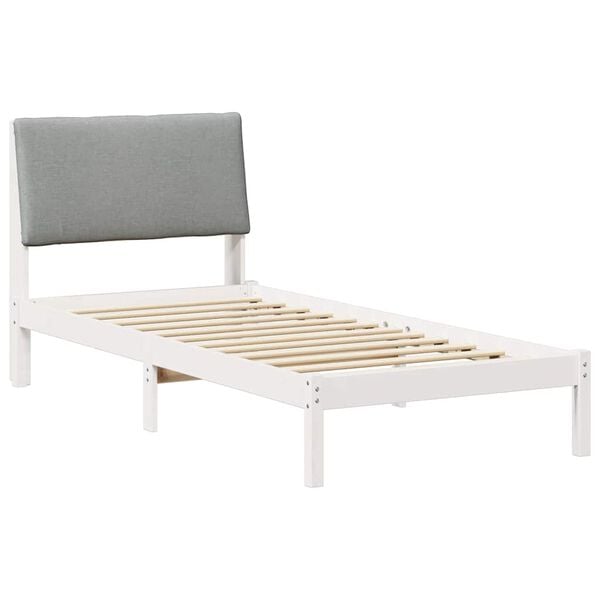 vidaXL Bed frame White and light grey 100 x 200 cm Solid pine wood