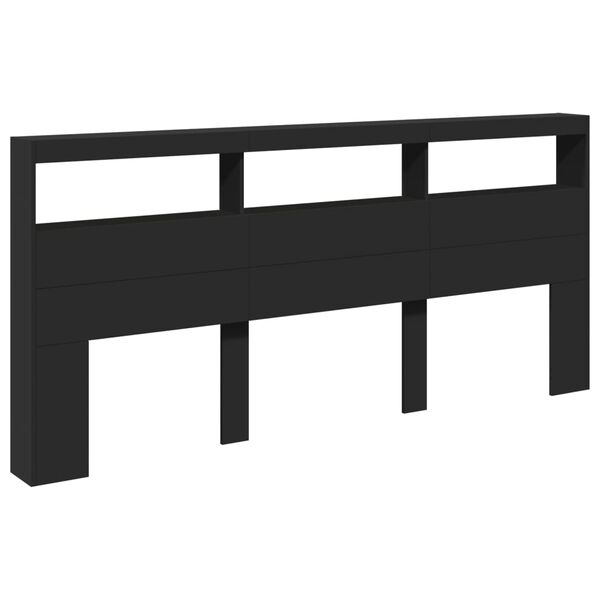 vidaXL Headboard Cabinet with LED Black 220x17x102 cm