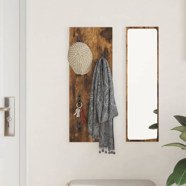 vidaXL Wall-Mounted Coat Rack Wall-mounted Smoked Oak 30 x 1.5 x 80 cm