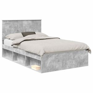 vidaXL Bed Frame Plain Concerte Grey 135 x 190 cm Solid Pine Wood