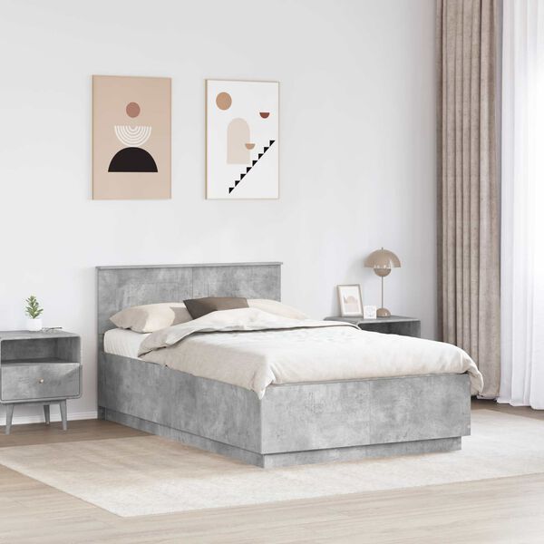 vidaXL Bed Frame Concrete Grey 135 x 190 cm Engineered Wood