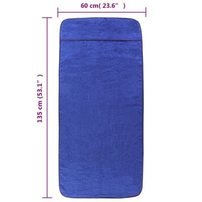 vidaXL Beach Towels 2 pcs Royal Blue 60x135 cm Fabric 400 GSM