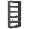vidaXL Book Cabinet/Room Divider Grey 80x35x167 cm Solid Pinewood